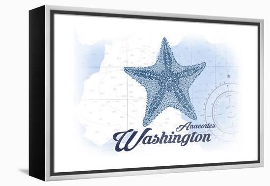 Anacortes, Washington - Starfish - Blue - Coastal Icon-Lantern Press-Framed Stretched Canvas