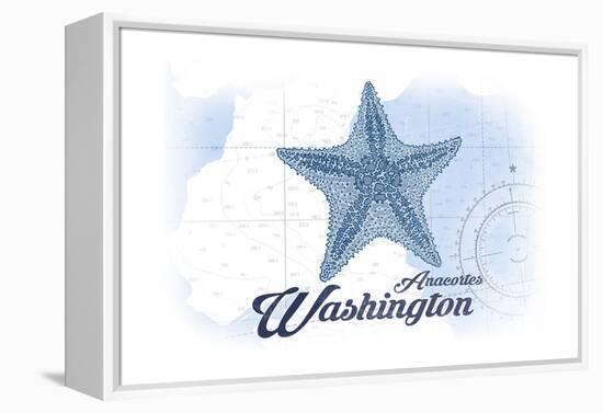 Anacortes, Washington - Starfish - Blue - Coastal Icon-Lantern Press-Framed Stretched Canvas