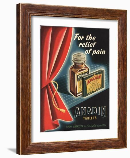 Anadin, Medicine Tablets Medical, UK, 1940-null-Framed Giclee Print