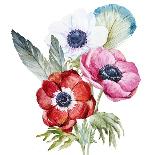 Anemone, Watercolor, Flowers, Feathers-Anastasia Lembrik-Art Print