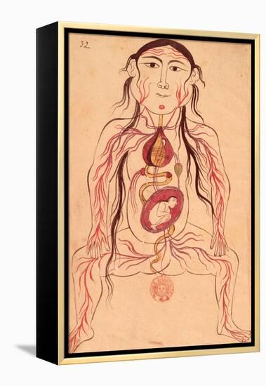 Anatomical Diagram of a Woman and Her Foetus-Mansour B. Eliyas Chirazi-Framed Premier Image Canvas