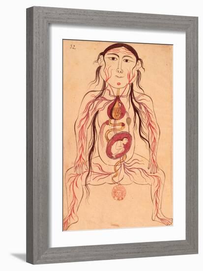 Anatomical Diagram of a Woman and Her Foetus-Mansour B. Eliyas Chirazi-Framed Giclee Print