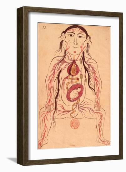 Anatomical Diagram of a Woman and Her Foetus-Mansour B. Eliyas Chirazi-Framed Giclee Print