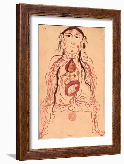 Anatomical Diagram of a Woman and Her Foetus-Mansour B. Eliyas Chirazi-Framed Giclee Print