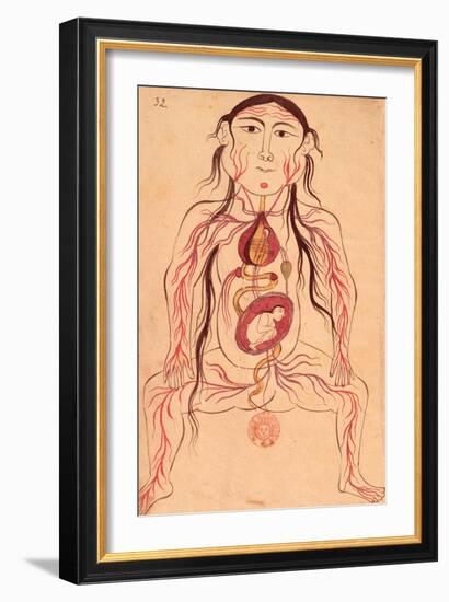 Anatomical Diagram of a Woman and Her Foetus-Mansour B. Eliyas Chirazi-Framed Giclee Print