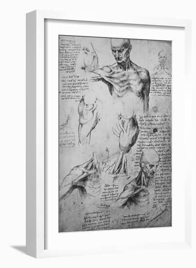 'Anatomical Drawings of a Man's Neck and Shoulders', c1480 (1945)-Leonardo Da Vinci-Framed Giclee Print