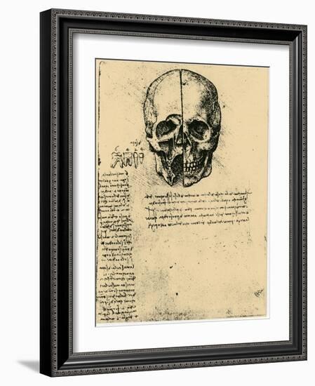 Anatomical Sketch of a Human Skull, C1472-1519-Leonardo da Vinci-Framed Giclee Print