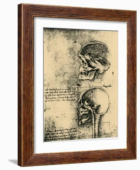 Anatomical Sketch; Two Studies of a Human Skull, C1489-Leonardo da Vinci-Framed Giclee Print