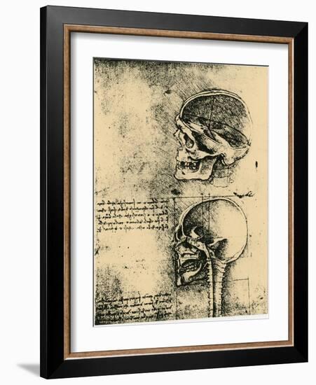 Anatomical Sketch; Two Studies of a Human Skull, C1489-Leonardo da Vinci-Framed Giclee Print