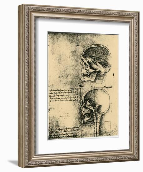 Anatomical Sketch; Two Studies of a Human Skull, C1489-Leonardo da Vinci-Framed Giclee Print