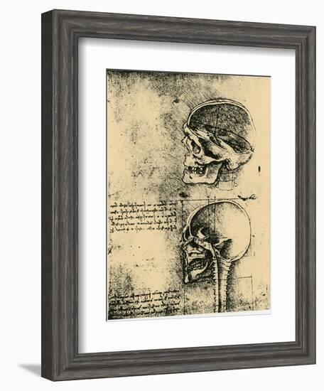 Anatomical Sketch; Two Studies of a Human Skull, C1489-Leonardo da Vinci-Framed Giclee Print