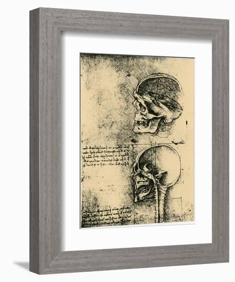 Anatomical Sketch; Two Studies of a Human Skull, C1489-Leonardo da Vinci-Framed Giclee Print