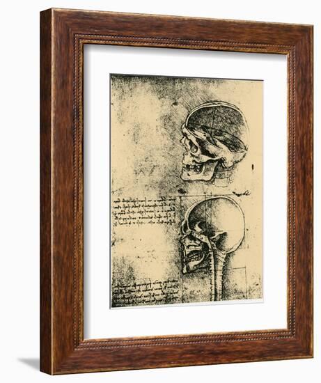 Anatomical Sketch; Two Studies of a Human Skull, C1489-Leonardo da Vinci-Framed Giclee Print