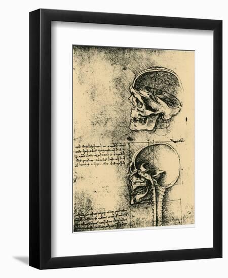 Anatomical Sketch; Two Studies of a Human Skull, C1489-Leonardo da Vinci-Framed Giclee Print