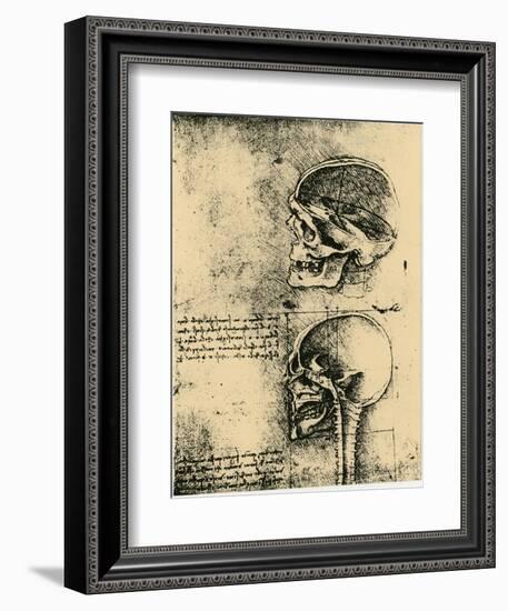 Anatomical Sketch; Two Studies of a Human Skull, C1489-Leonardo da Vinci-Framed Giclee Print