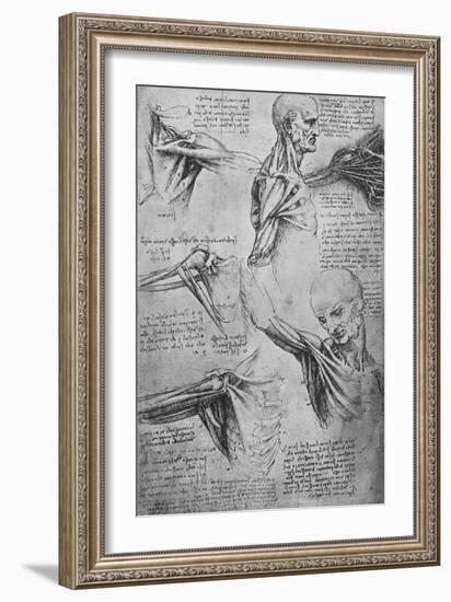 'Anatomical Studies of a Man's Neck and Shoulders', c1480 (1945)-Leonardo Da Vinci-Framed Giclee Print