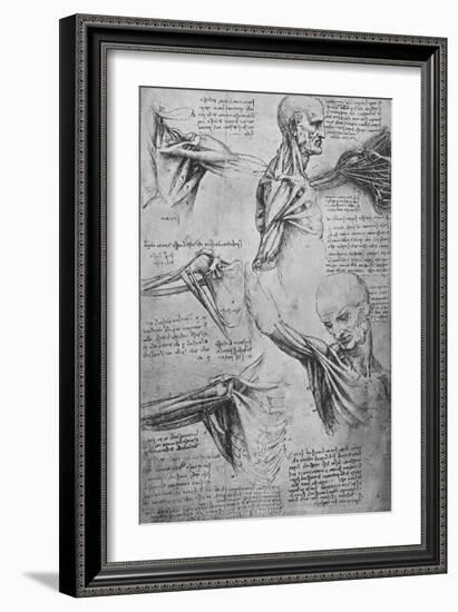 'Anatomical Studies of a Man's Neck and Shoulders', c1480 (1945)-Leonardo Da Vinci-Framed Giclee Print