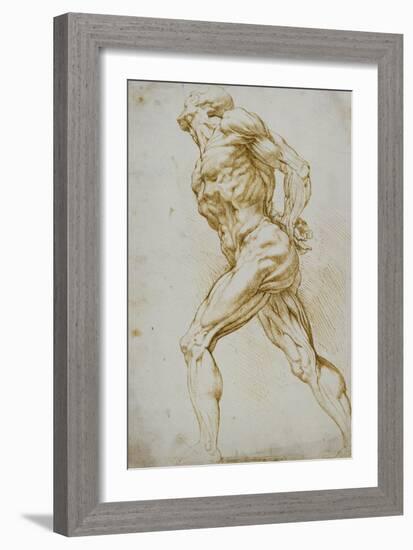 Anatomical Study: a Nude Striding to the Right His Hands Behind His Back-Peter Paul Rubens-Framed Giclee Print