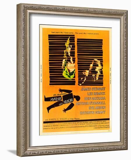 Anatomy of a Murder, Lee Remick, James Stewart on U.S. poster art, 1959-null-Framed Art Print