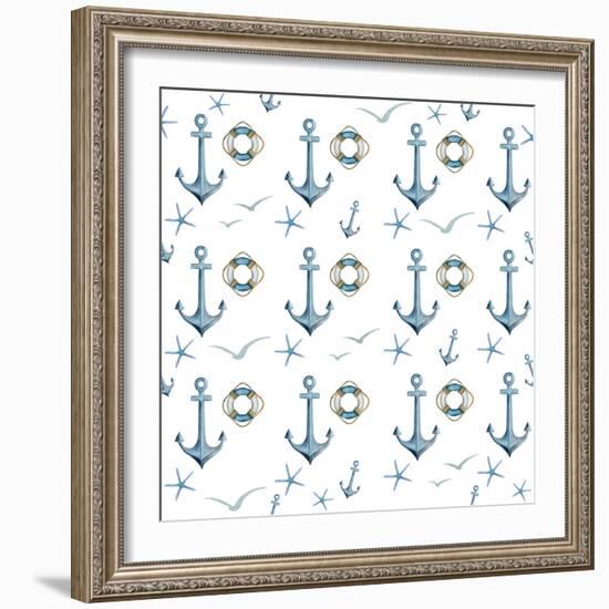 Anchor Home Pattern-Kimberly Allen-Framed Art Print