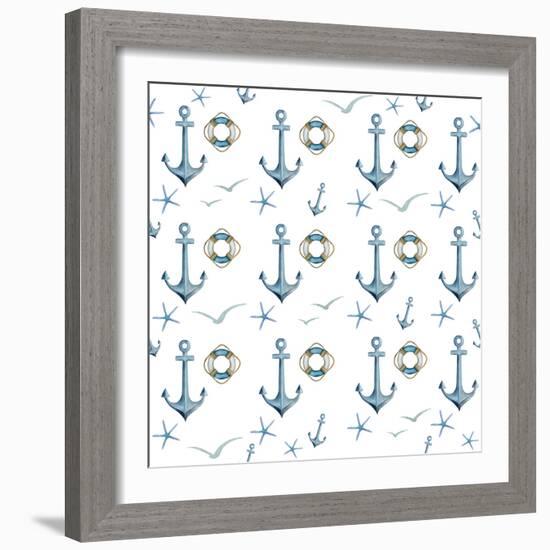 Anchor Home Pattern-Kimberly Allen-Framed Art Print