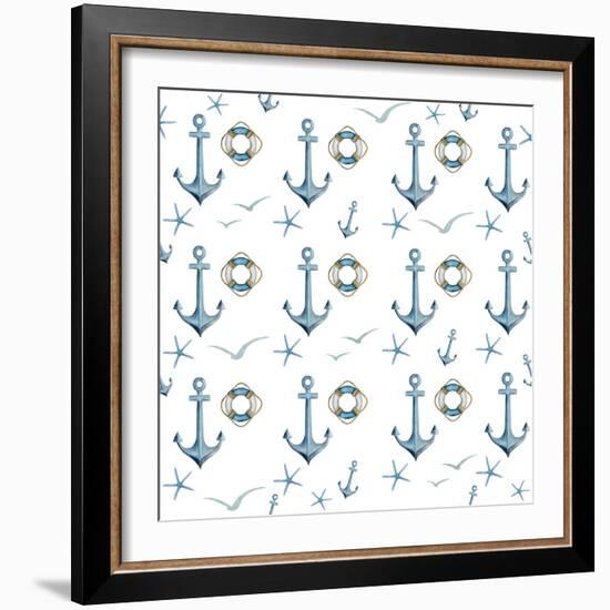 Anchor Home Pattern-Kimberly Allen-Framed Art Print