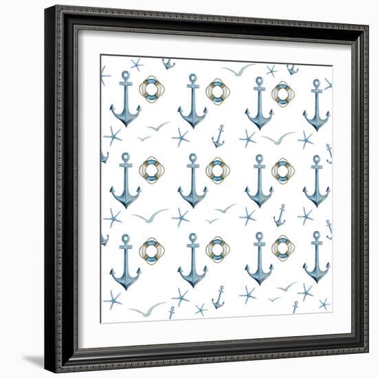 Anchor Home Pattern-Kimberly Allen-Framed Art Print
