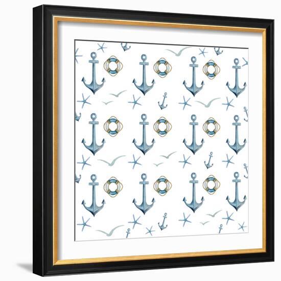 Anchor Home Pattern-Kimberly Allen-Framed Art Print