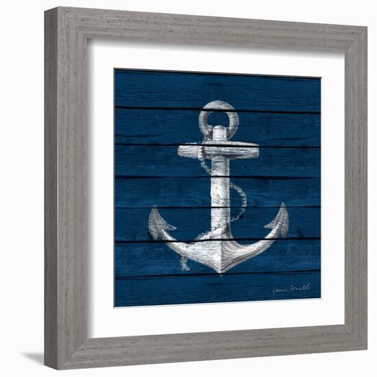 Anchor on Blue Wood-Lanie Loreth-Framed Art Print