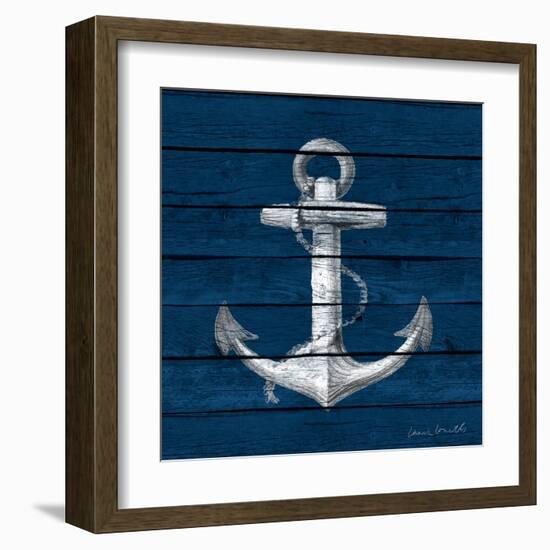 Anchor on Blue Wood-Lanie Loreth-Framed Art Print