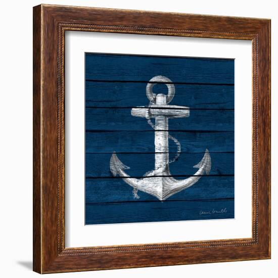 Anchor on Blue Wood-Lanie Loreth-Framed Art Print