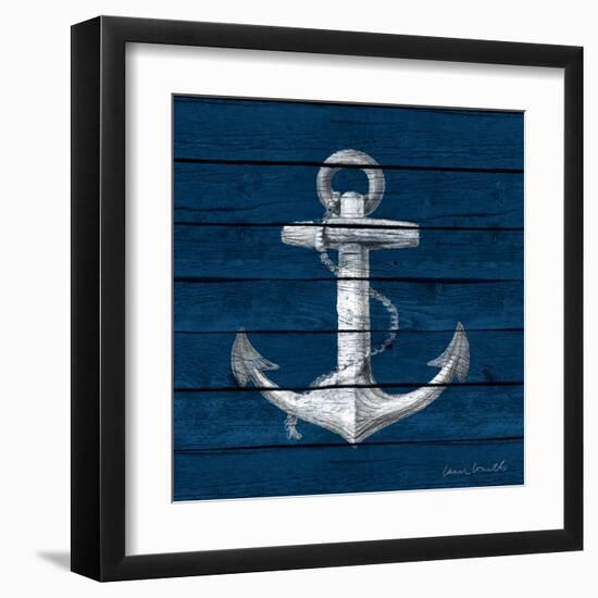 Anchor on Blue Wood-Lanie Loreth-Framed Art Print
