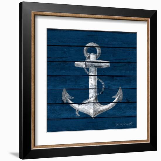 Anchor on Blue Wood-Lanie Loreth-Framed Art Print