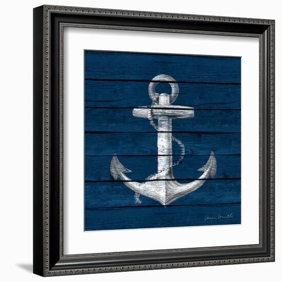 Anchor on Blue Wood-Lanie Loreth-Framed Art Print