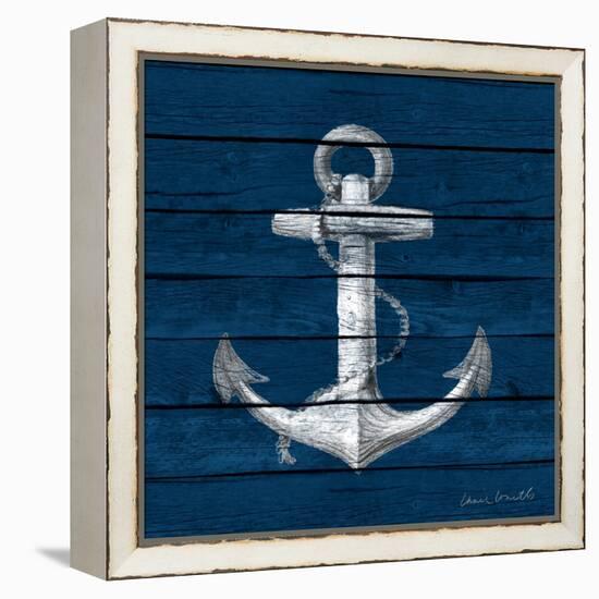 Anchor on Blue Wood-Lanie Loreth-Framed Stretched Canvas