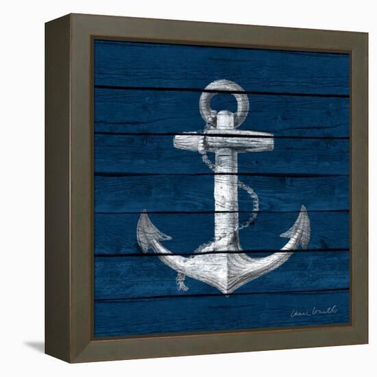 Anchor on Blue Wood-Lanie Loreth-Framed Stretched Canvas