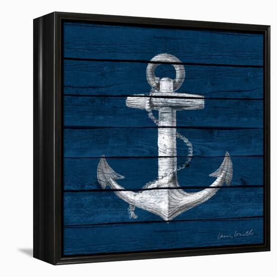 Anchor on Blue Wood-Lanie Loreth-Framed Stretched Canvas