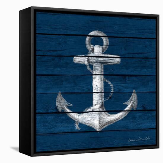 Anchor on Blue Wood-Lanie Loreth-Framed Stretched Canvas