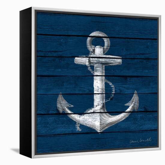 Anchor on Blue Wood-Lanie Loreth-Framed Stretched Canvas