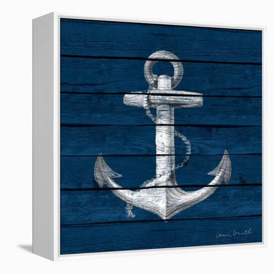 Anchor on Blue Wood-Lanie Loreth-Framed Stretched Canvas