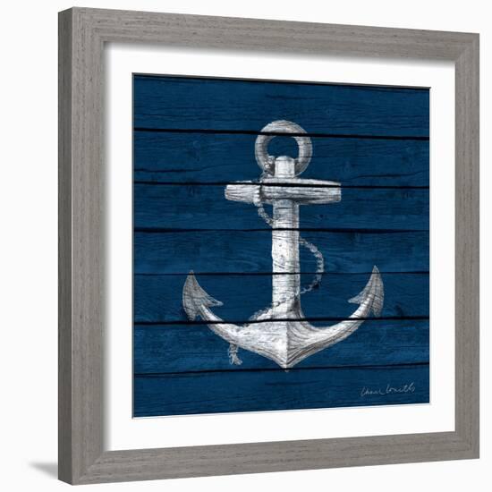 Anchor on Blue Wood-Lanie Loreth-Framed Art Print