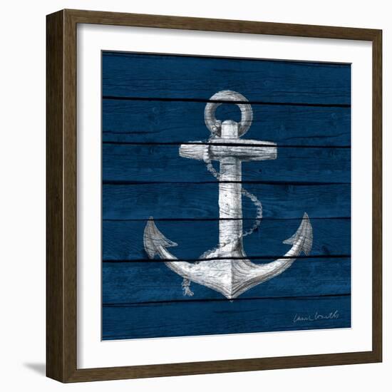 Anchor on Blue Wood-Lanie Loreth-Framed Art Print