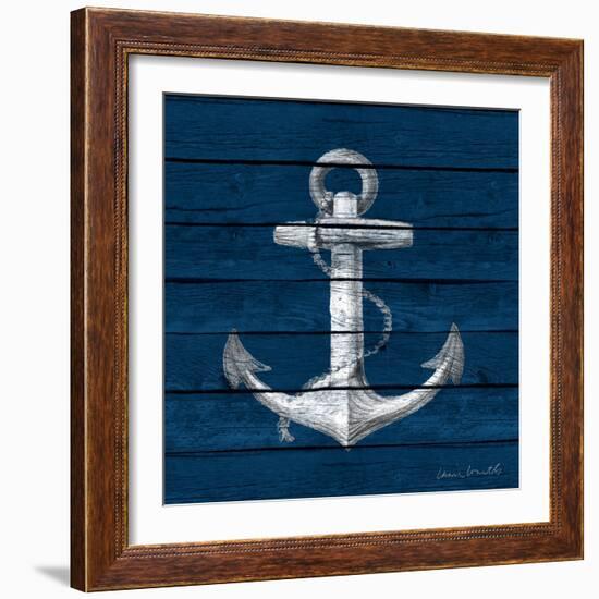 Anchor on Blue Wood-Lanie Loreth-Framed Art Print
