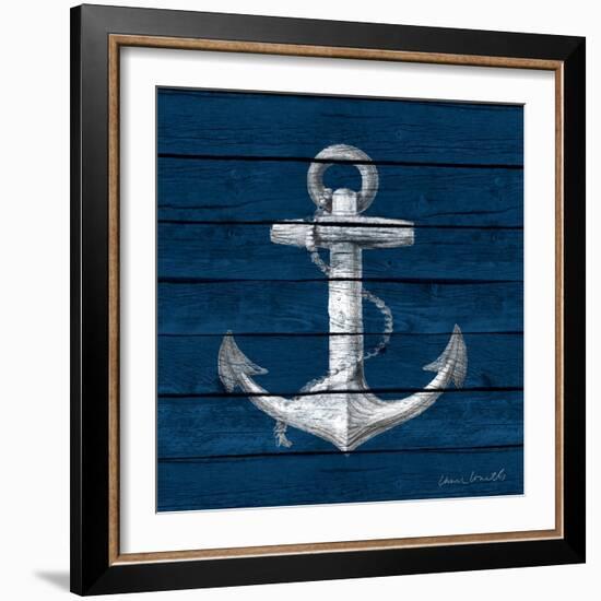 Anchor on Blue Wood-Lanie Loreth-Framed Art Print