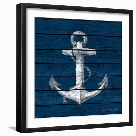 Anchor on Blue Wood-Lanie Loreth-Framed Art Print