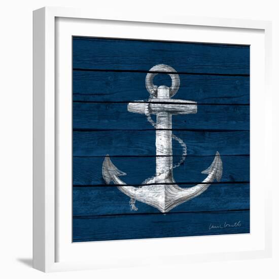 Anchor on Blue Wood-Lanie Loreth-Framed Art Print