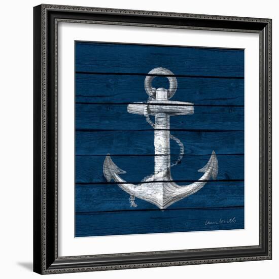 Anchor on Blue Wood-Lanie Loreth-Framed Art Print