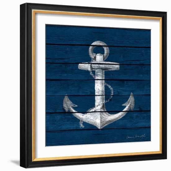 Anchor on Blue Wood-Lanie Loreth-Framed Art Print