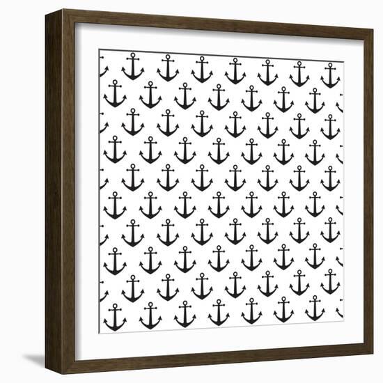 Anchor Pattern Background-hellena13-Framed Art Print