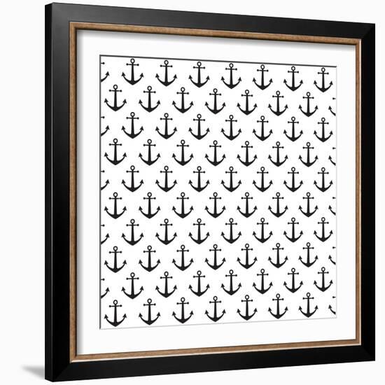 Anchor Pattern Background-hellena13-Framed Art Print